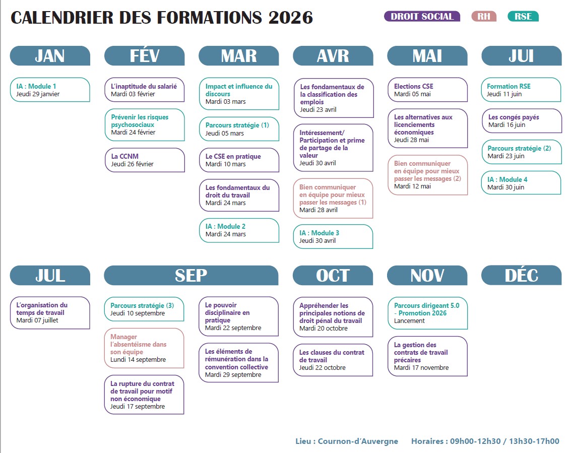 Télécharger le calendrier des formations